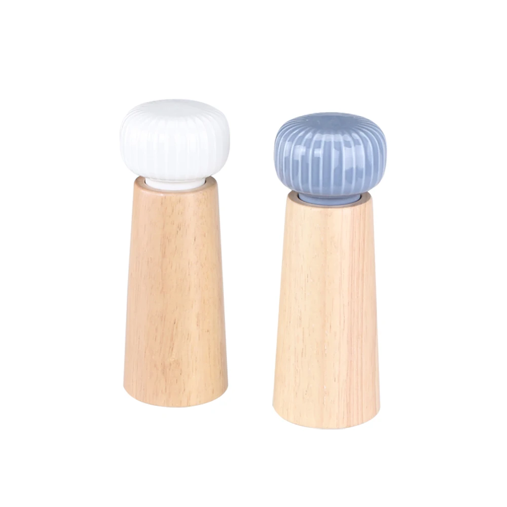 Manual Wooden Salt and Pepper Mills Shakers Ceramic Rotor with Strong Adjustable Coarseness