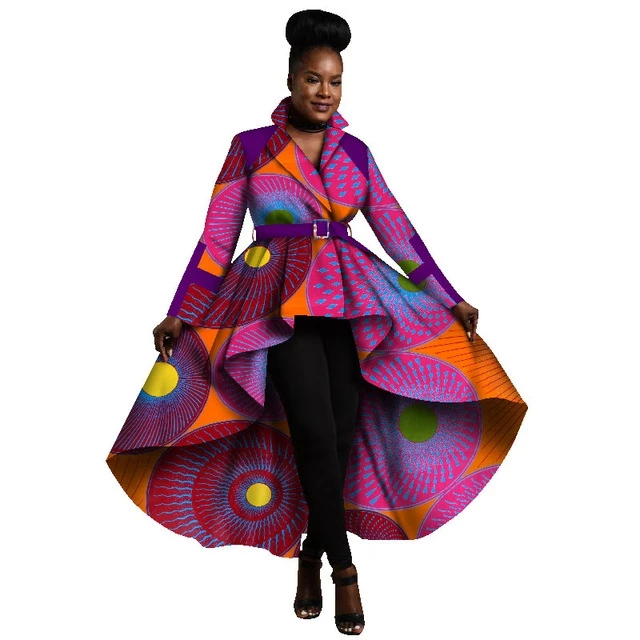 Wholesale African Trench Coat for Women African Tops Clothing Africa Print Outfits Dashiki Office Outwear Plus Size WY1266