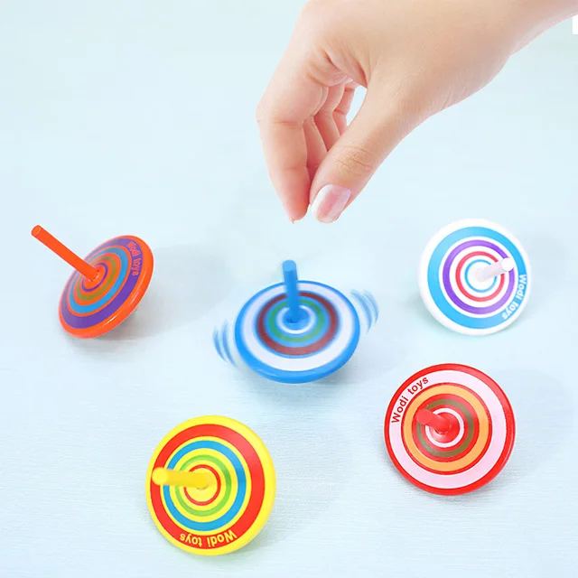 New Arrival Wholesale  Classic Wooden Spinning Tops Educational Montessori Kids Wood Gyroscope toys