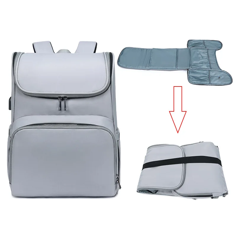 2021 new double shoulder large capacity mummy bag simple crib mother baby backpack multi functional folding diaper bag