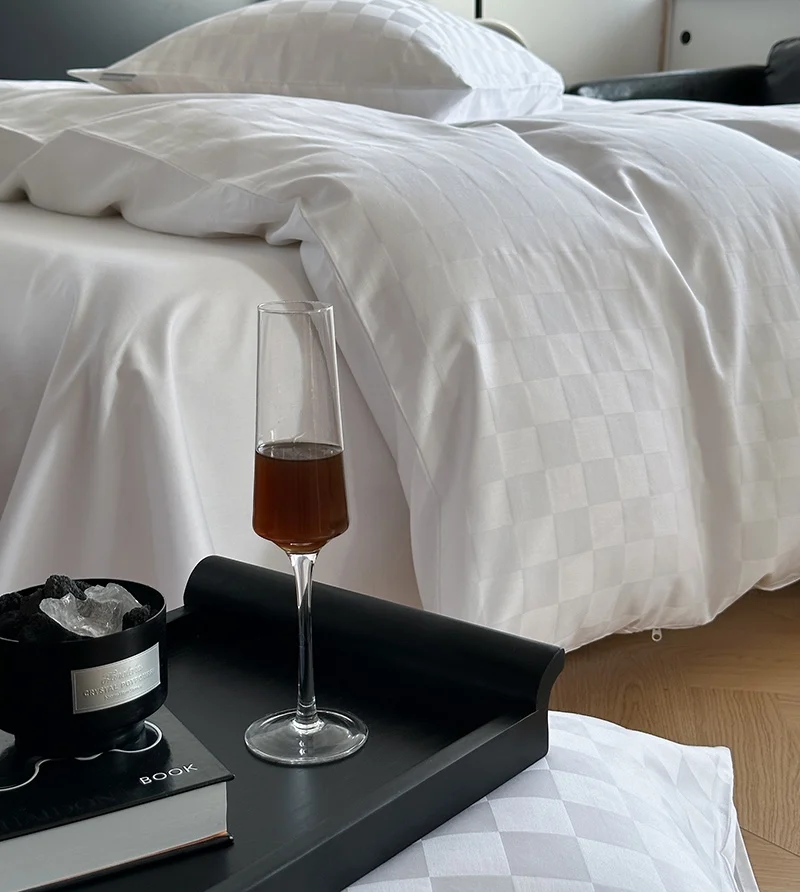 SANHOO Luxury Jacquard Hotel Bedding Supplies 5 Star Hotel Bed Linen 100s Percale Cotton Bedsheets