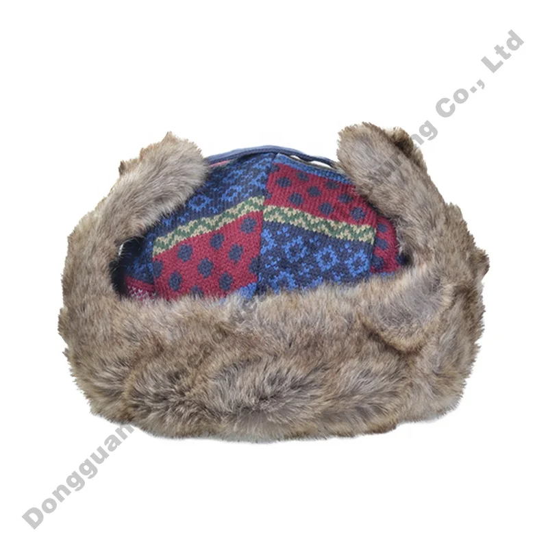 Wholesale Adjustable Trapper Bomber Hat for Unisex Warm Winter Ear Flaps Caps Custom Faux Fur Trapper Hats