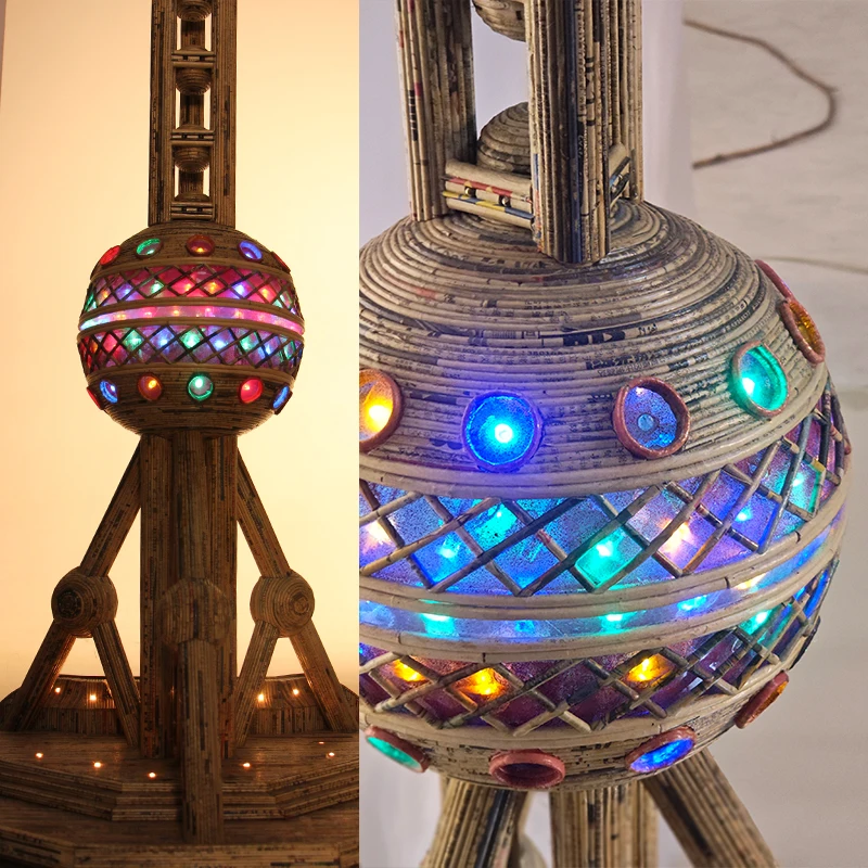 Large art decoration props made of newspapers - Oriental Pearl Tower