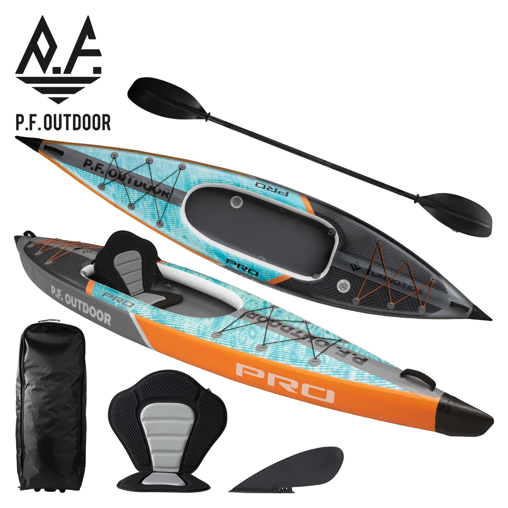 Inflatable Kayak Factory Custom Fishing Canoe Drop Stitch Rowing Solo UV Inflatable Kayak Boats With Detachable Fin