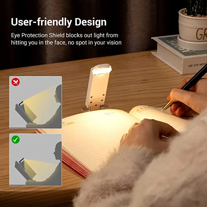 mini USB rechargeable brightness adjustable perfect bookmark bed reading light