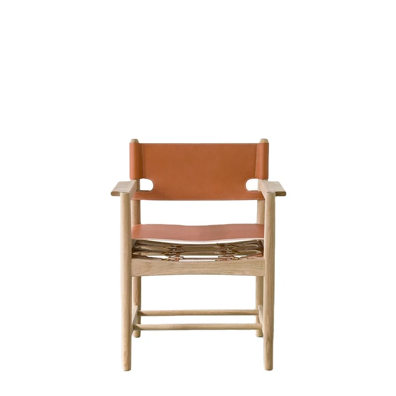 The Danish designer dining chair white oak saddle leather leisure book chair