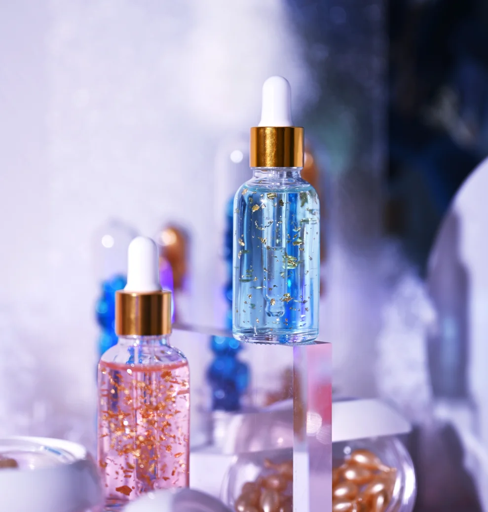 LYW Private Label Natrual 24K Gold Foil Serum Anti Aging Whitening Face Serum Skin Care Blue Copper Peptide Face Serum