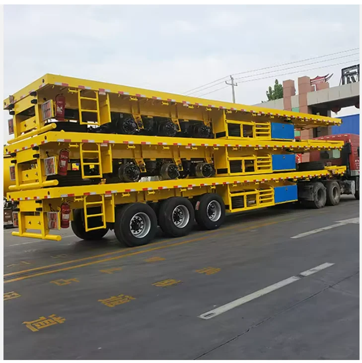 Hot Sale Best Quality  China Manufacturer Customize 3 Axle 20 Ft 40 Ft Container Transport Flatbed Semi Trailer