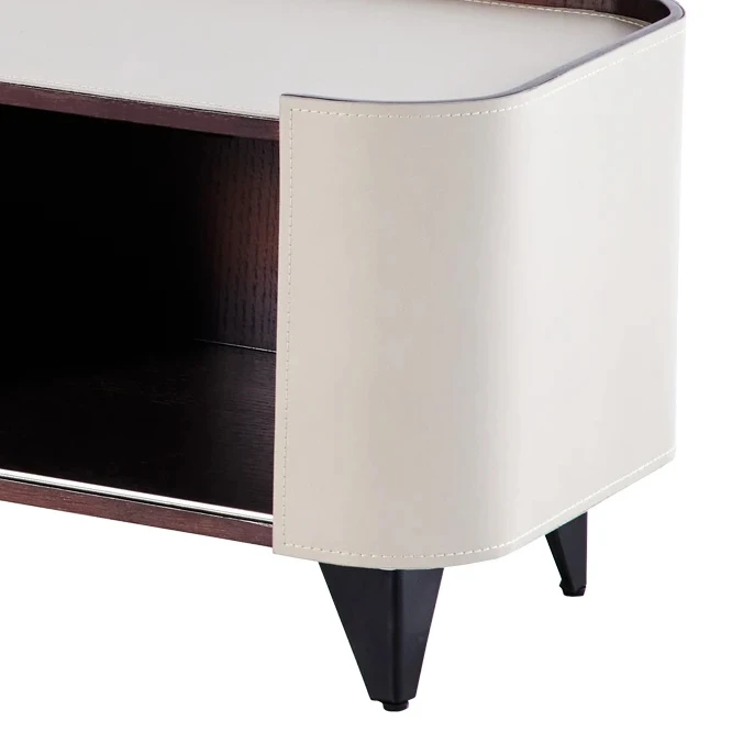 Rectangle saddle leather luxury tv cabinet rack living room tv table furniture tv cabinet