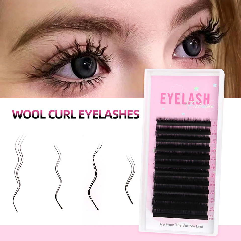 Wool Curled lashes wave lashes Private Label Lash Tray eyelash extension product