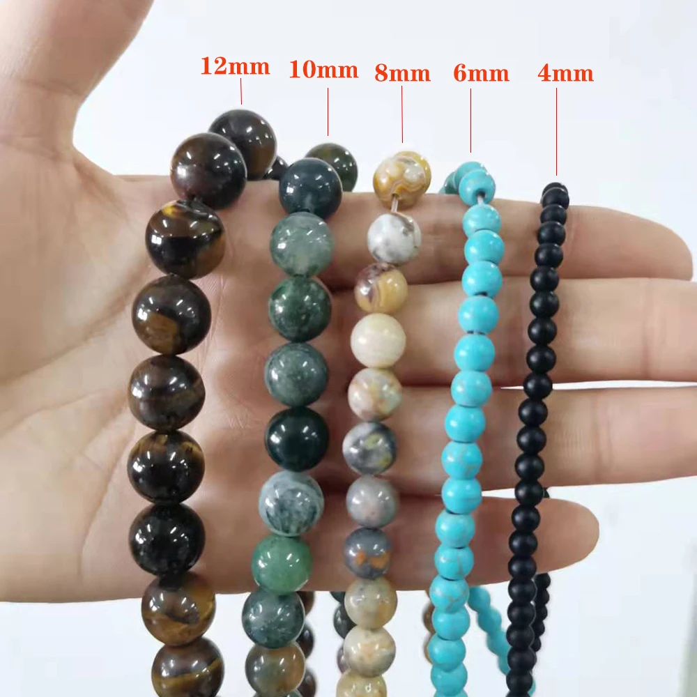 4 6 8 10 12mm Round Natural Stone Beads Frost Green Cracked Onyx Loose Spacer Beads For Jewelry Making DIY Bracelet Necklace