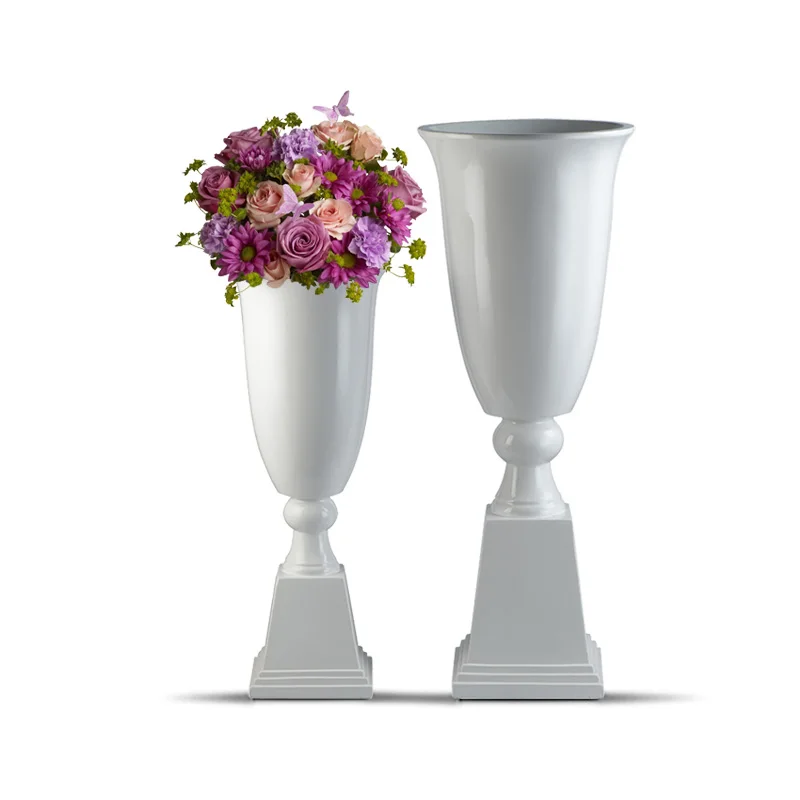 60/90/120cm Large Flower Vases for Wedding Centerpiece Tall Trumpet Vase Centerpiece White Vase for Wedding Decor