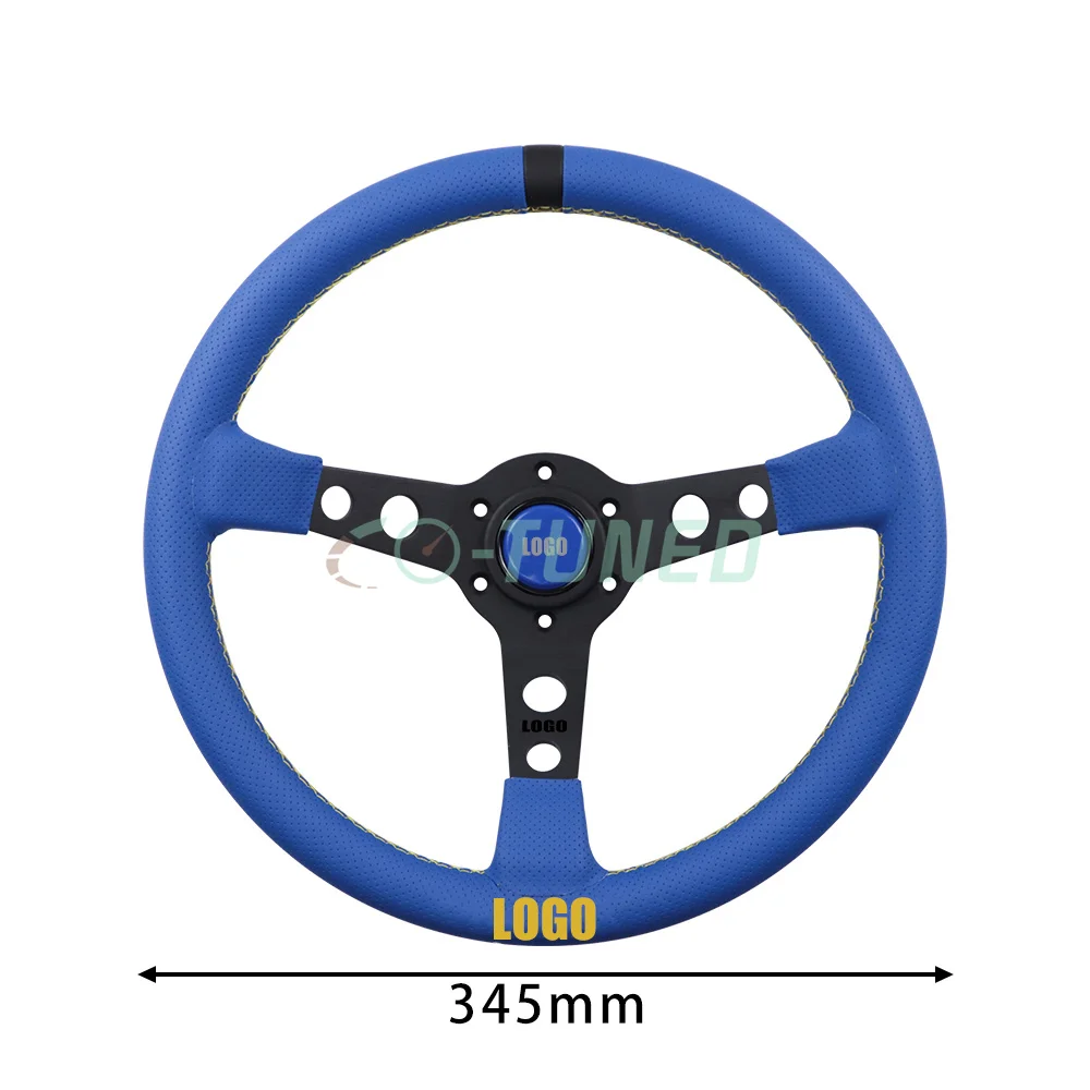 JDM 14inch ULTRA Steering Wheel Perforated Rally Deep Dish Racing Drift Volante With Horn Button For Universal