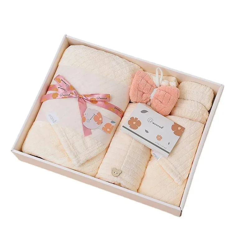 Skin-friendly Highly Absorbent Home Hotel Towels Bath Sets Sunflower Coral Fleece Thicken 3-piece Bath Towel SetWedding Souvenir