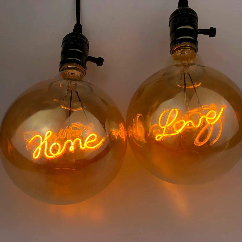 Оптовая продажа Заводская Светодиодная лампа накаливания с надписью Love Hope Dream текстовые лампы