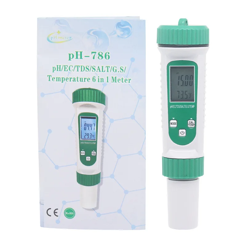 M2U PH-786 6 in 1 Digital Monitor water quality tester pen type water quality analyzer PH meter
