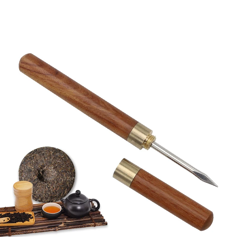Wholesale Custom Logo Ice Pick Stainless Steel Wooden Handle Tea Knife With Cover for Kitchen Bars Bartender