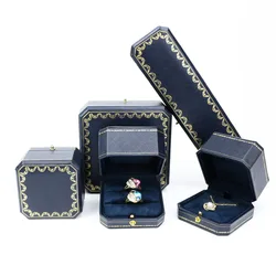 Custom Logo Velvet Earring Ring Box Luxury Red Portable Packaging Wedding Travel Necklace Gift Snap Double Ring Jewelry Box