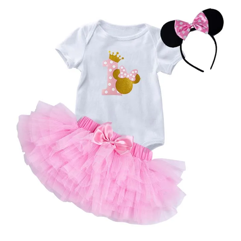 First Birthday Polka Dots Romper Tulle Dress Mouse Ear Newborn first birthday dress for a baby girl MBGO-005