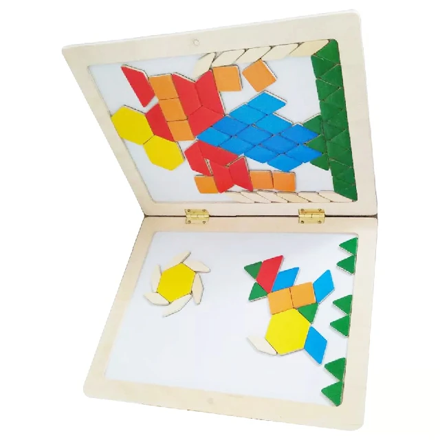 Multi-functional Creative Magnetic Tangram Toys Geometry Shape Puzzle Blocks Wooden Puzzle Board Educational Toy