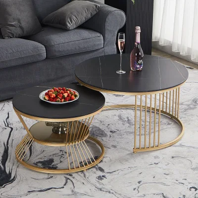 Simple living room double-layer child mother tea table   round tea table Nordic Light luxury  tea table