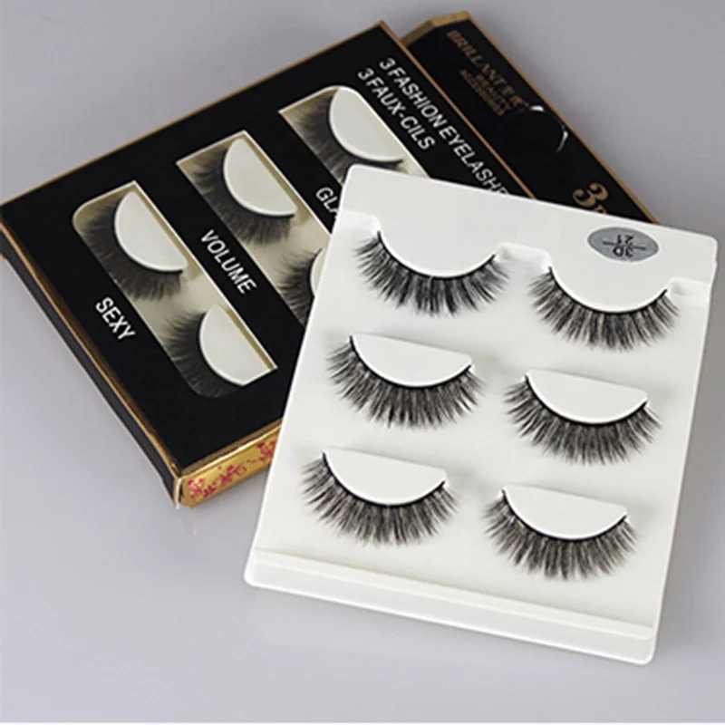 3 Pairs Multi Pack False Eyelashes Manufacturer Natural Waterproof Korean Silk 3D Lash Strips For Private Label
