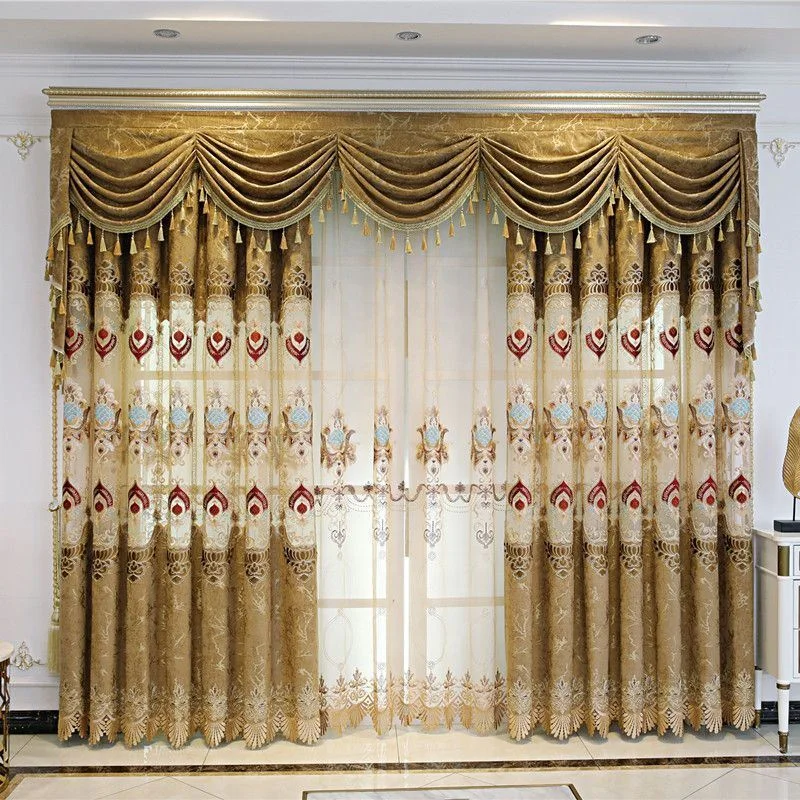 Print blackout wholesale valance embroidered tulle sheer design curtains modern luxury window curtains for home the living room