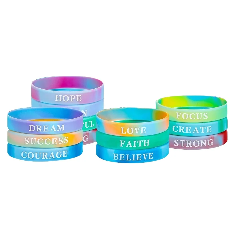 Motivational Quote Love Powder Assorted Colors Silicone Wristbands
