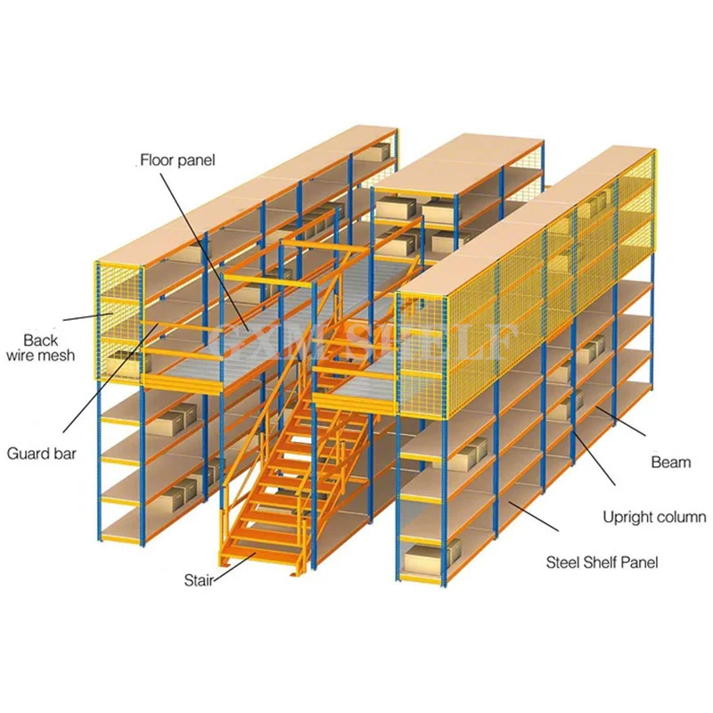 Heavy duty mezzanine racking system floor steel storage racking warehouse storage platform mezzanine rack with stairs