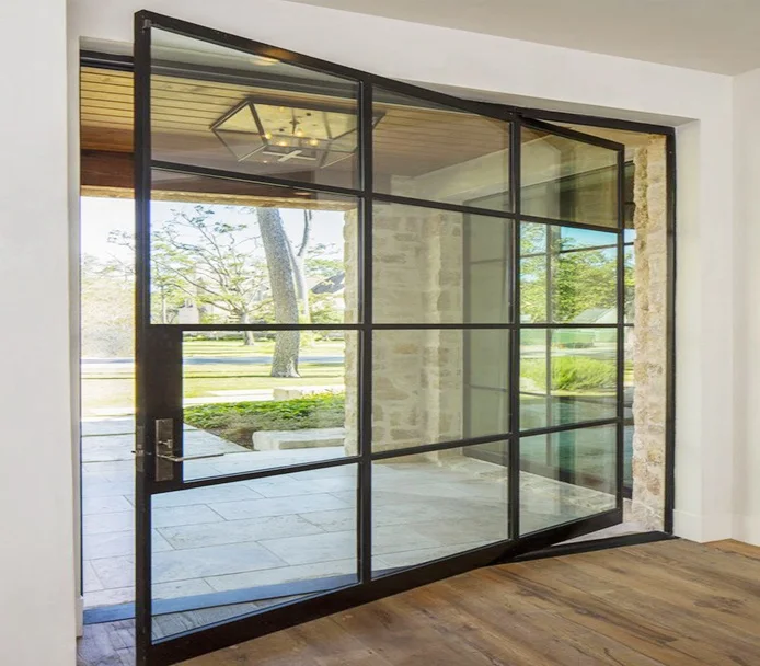 House Entrance Pivot Front Door Design Low-E Double Glass Aluminum Pivot Doors