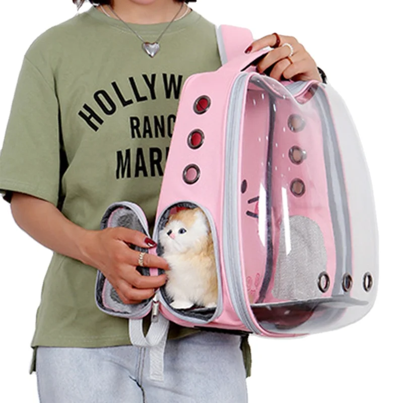 2021 Latest Pet Supplies Transparent Cat Dog Outdoor Pet Cages Travel Carrier Capsule Space Bag Expandable Backpack Pet Bags