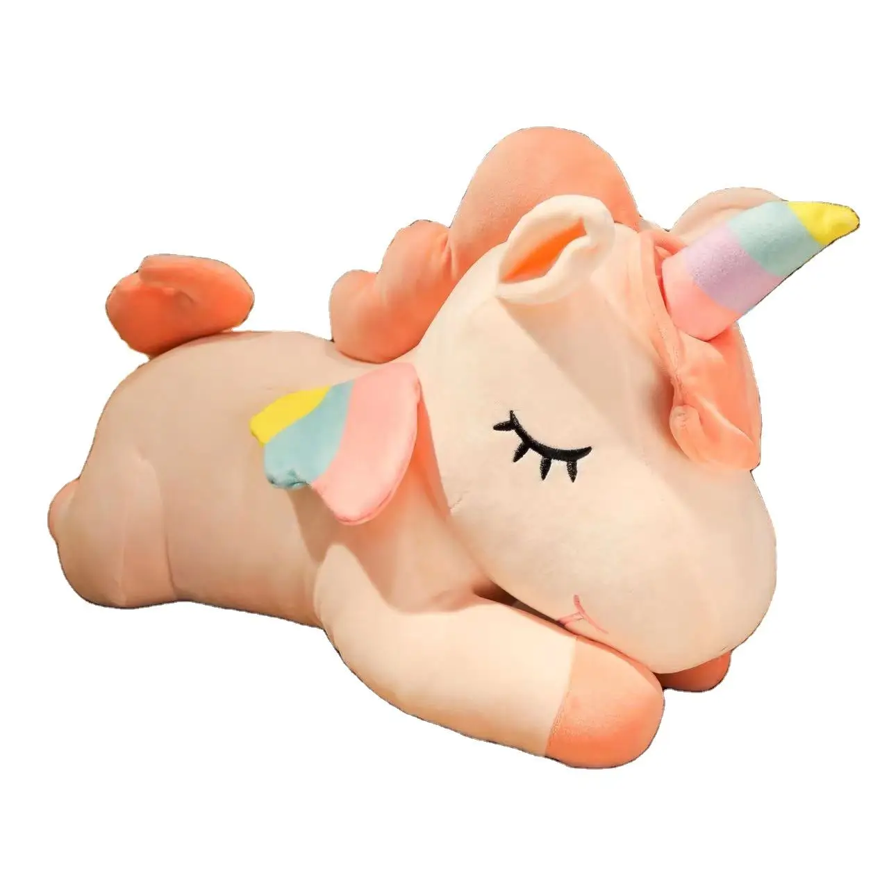 Plush Unicorn Stuffed Animal Pillows Toy 39 Inch Cute Soft Pink Unicorn Plushie with Rainbow Wings Gifts for Girls
