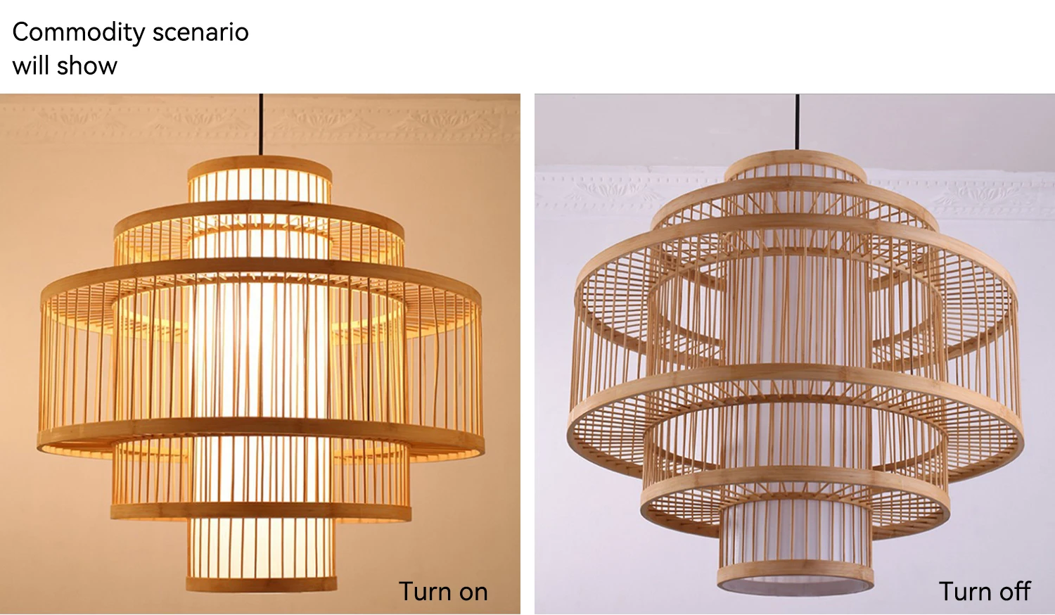 Nordic Pendant Bamboo Lights  Modern Dining Room Murano  Glass Lamp Simple Wooden Art Chandelier