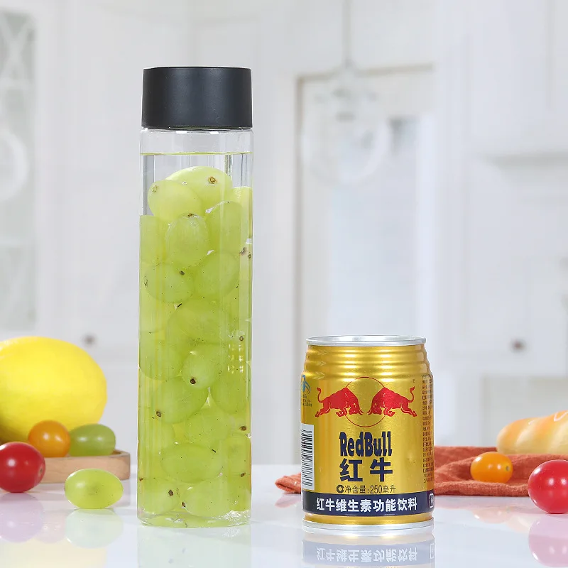 250ml 300ml 350ml 400ml 500ml 750ml transparent screw lid  high borosilicate voss water glass bottle for juice milk