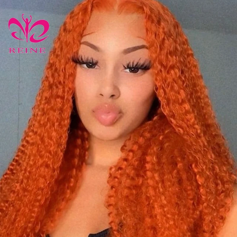 13x4 Lace Front Wig Ginger Orange Color Human Hair Wigs Deep Wave Wigs For Women Human Hair Brazilian Remy Hair
