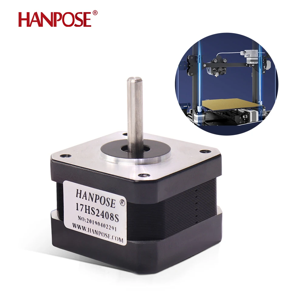 HANPOSE 1.8 Degree Nema 17 Stepper Motor 2 Phase 17HS2408S-DBX 0.6A 12N.cm Micro Linear 3D Printer 4 Leads 42 Stepper Motor 12v