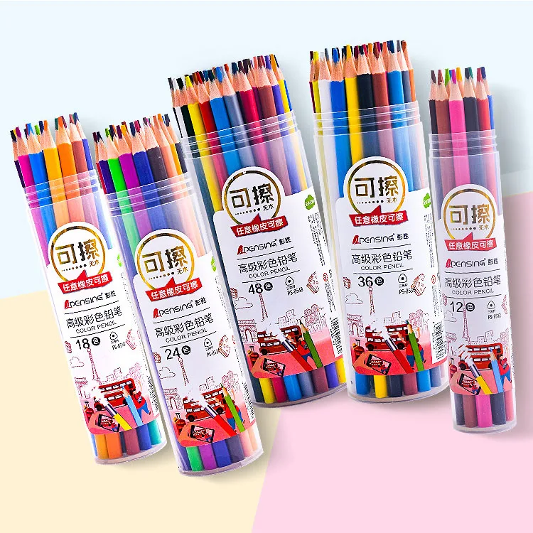 Personalized Cute Hexagonal Assorted Colors Boxes Color Pencils Promotional Wood Coloring Pencils Wooden Colored Pencils