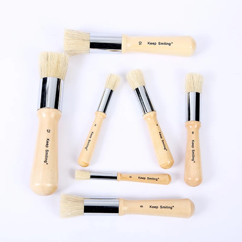 Customized Single Piece 0# 2# 4# 6# 8# 10# 12# Oil Paint Wooden Handle Bristle Paint Brush