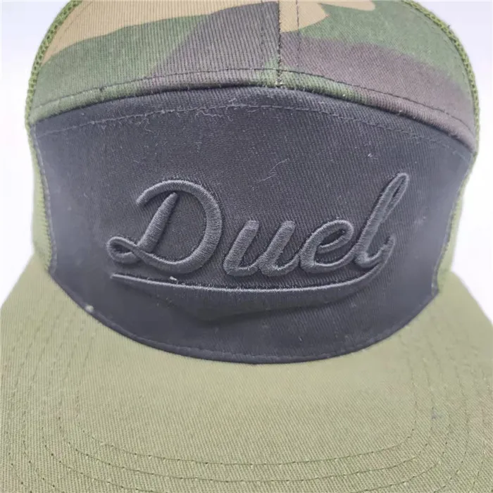 camouflage blank 7 panel custom embroidered trucker hat mesh