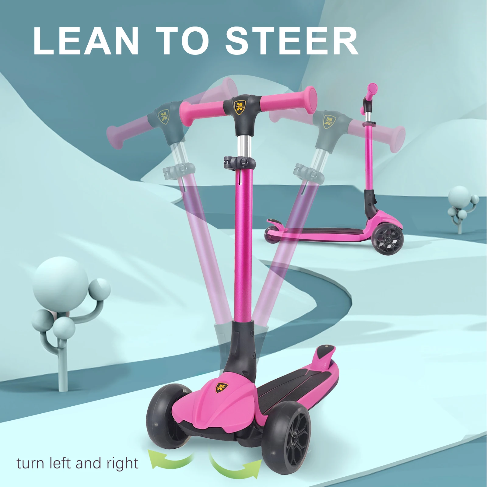 Children Scooter Three Wheel Kids Scooter for Kids Height Adjustable without Battery