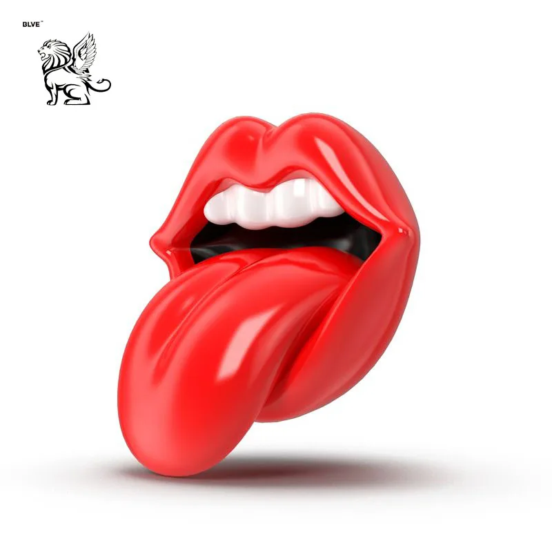 Большой уличный декор для уличного искусства, забавная статуя из смолы с красными губами, стекловолоконная скульптура для поп-арта