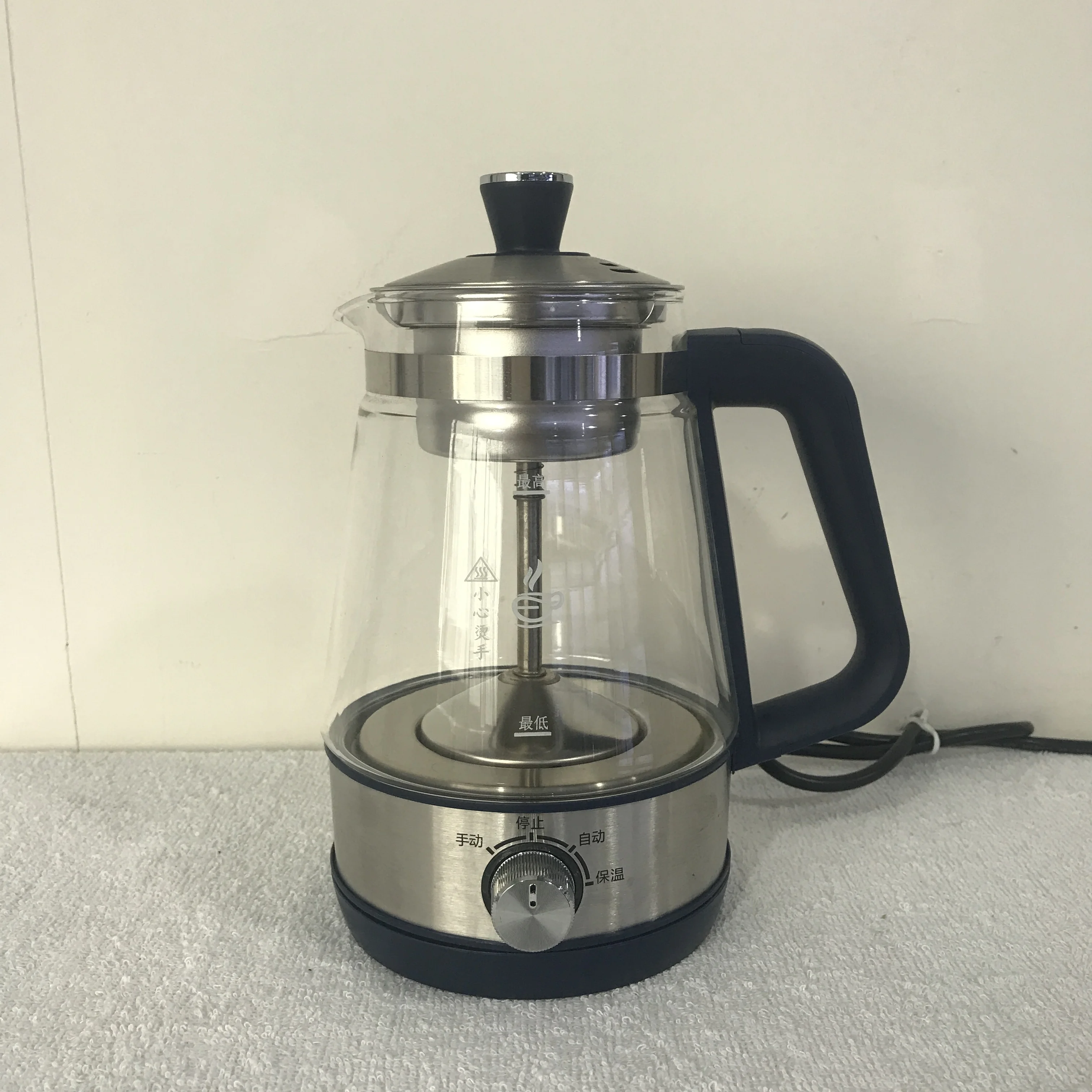 High Borosilicate Glass 1.0L Electric Steam Teapot Home Appliances Tea Maker Water Boiler with Keep Warm Feature Household Use