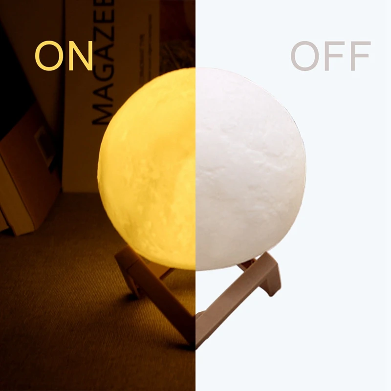 Romantic Atmosphere Decoration USB Rechargeable Touch Control Dimmable Warm White RGB 3D Moon LED Night Light Lamp For Home Gift