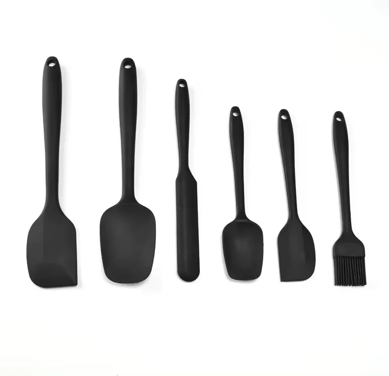 BPA free 6pcs silicone utensil set for baking Food Grade silicone Spatula Scraper brush set baking Cookware set