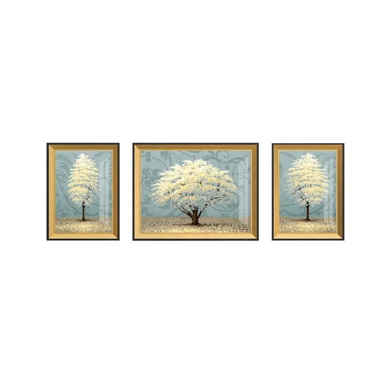 European style Triple painting wall decorations still life painting luxury photo frame scenery oil art glass