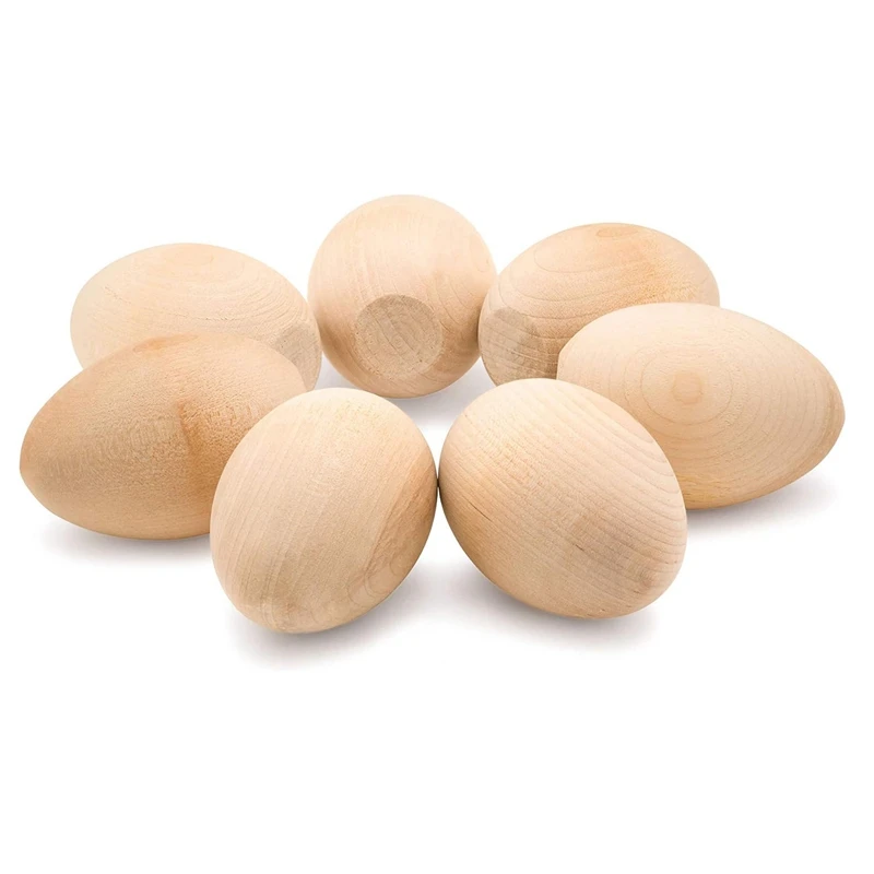 2.5 inch  Unpainted Smooth Stand Wooden Easter Eggs Wooden Fake Chicken Eggs to Paint Quality Small Wooden Eggs for Crafts