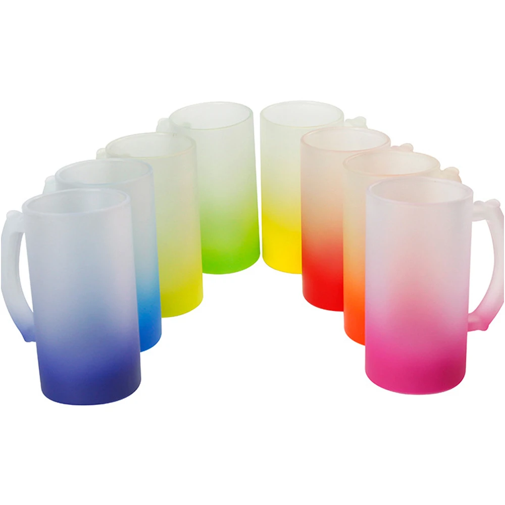 16 Oz Sublimation Frosted Gradient Color Glass Beer Mug For Advertising Gifts
