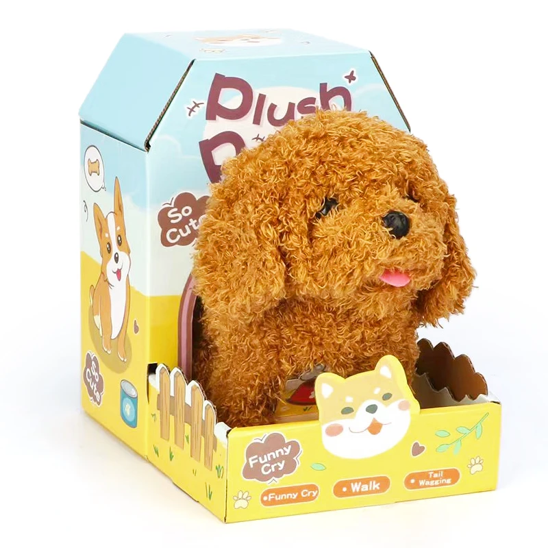 Custom Electronic Plush Puppy Dog Toy Simulation Stuffed Animals Barking Walking Interactive Preschool Educational Toy