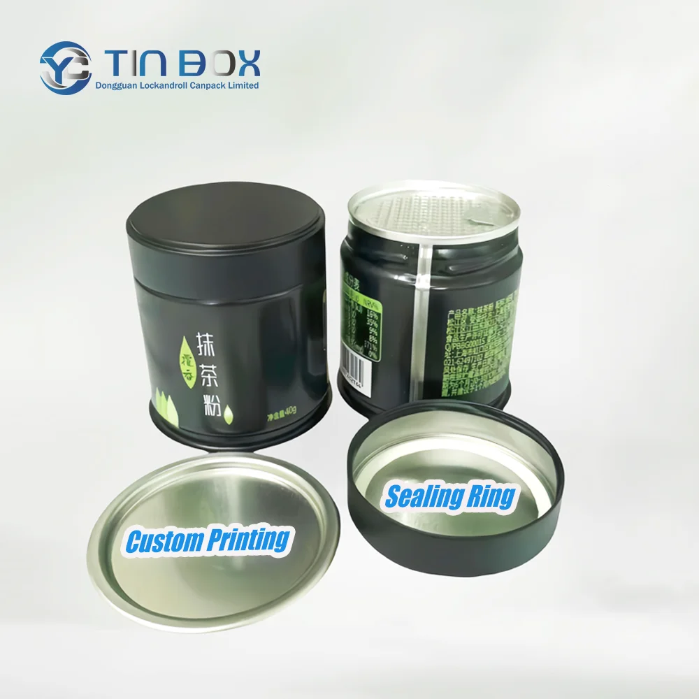 Matcha Tins Air Tight Chrome Round Tea Tin Can Double Lid Tea Canister Small Tin Packaging For Matcha Powder