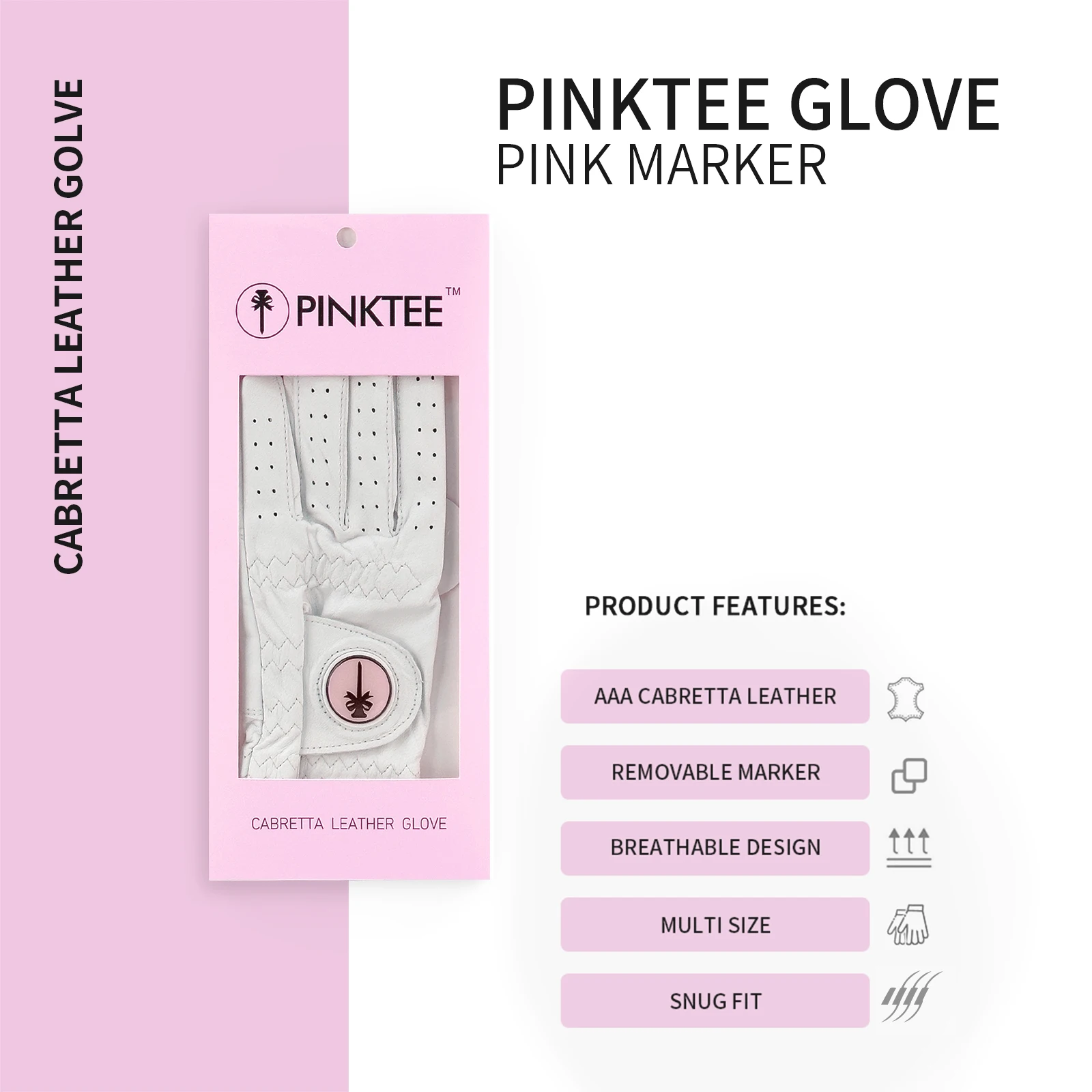 Soft Premium Players Cabretta Leather golf gloves Premium Genuine Leather Golf Team Gloves with Ball Marker (Left Hand)